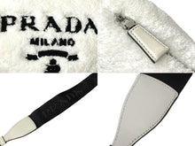 Load image into Gallery viewer, 極美品 PRADA プラダ ショルダーバッグ 1BH190 パイル ポーチ付き トライアングルロゴ ブラック ホワイト レザー シルバー金具 中古 4c068406