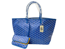 Load image into Gallery viewer, 新品未使用 GOYARD ゴヤール サンルイPM トートバッグ STLOUIPMLTY10CL10P PVC レザー ヘリンボーン ブルー 中古 4c068409