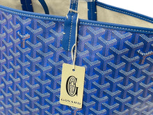 Load image into Gallery viewer, 新品未使用 GOYARD ゴヤール サンルイPM トートバッグ STLOUIPMLTY10CL10P PVC レザー ヘリンボーン ブルー 中古 4c068409