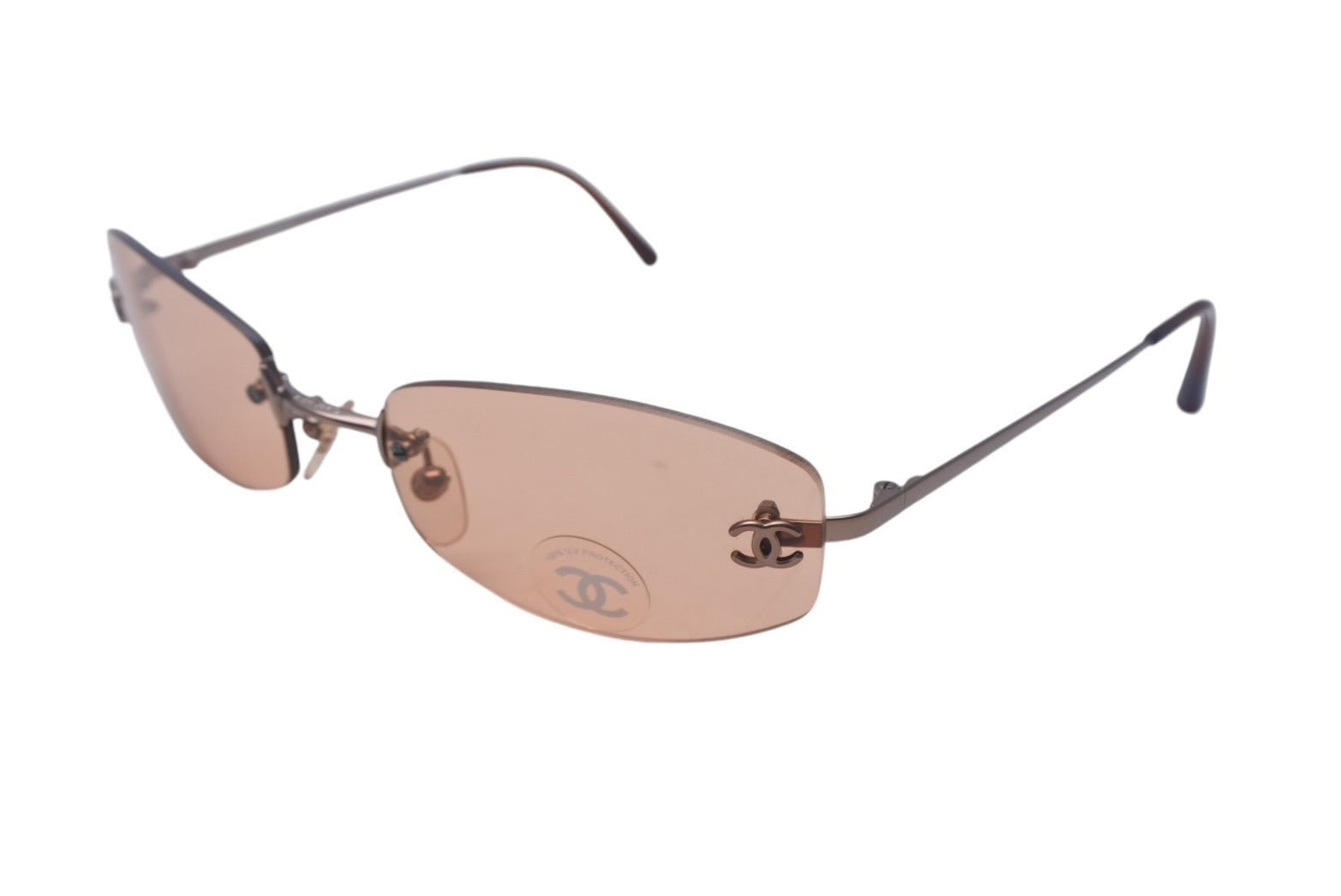 極美品 CHANEL シャネル リムレス サングラス ブラウン メタル アイ