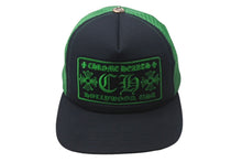 画像をギャラリービューアに読み込む, CHROME HEARTS クロムハーツ トラッカー メッシュ キャップ 新型 ブラック グリーン コットン ロゴ 帽子 サイズOS シルバー金具 美品 中古 4c068415