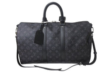 Load image into Gallery viewer, 極美品 LOUIS VUITTON ルイヴィトン エクリプス キーポル バンドリエール45 ボストンバッグ M40569 シルバー金具 ブラック 中古 4c068420