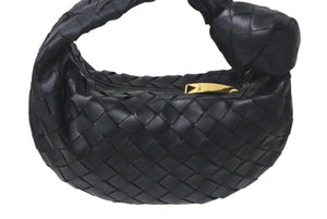 極美品 BOTTEGA VENETA ボッテガヴェネタ MINI JODIE ミニジョディ ハンドバッグ ミニバッグ イントレチャート ブラック 中古 4c068422