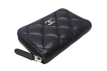 画像をギャラリービューアに読み込む, CHANEL シャネル コインケース マトラッセ クラシック ジップ コインパース ココマーク ラムスキン シルバー ブラック 美品 中古 4c068427