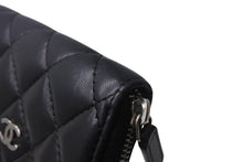 画像をギャラリービューアに読み込む, CHANEL シャネル コインケース マトラッセ クラシック ジップ コインパース ココマーク ラムスキン シルバー ブラック 美品 中古 4c068427