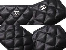 画像をギャラリービューアに読み込む, CHANEL シャネル コインケース マトラッセ クラシック ジップ コインパース ココマーク ラムスキン シルバー ブラック 美品 中古 4c068427