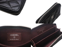 画像をギャラリービューアに読み込む, CHANEL シャネル コインケース マトラッセ クラシック ジップ コインパース ココマーク ラムスキン シルバー ブラック 美品 中古 4c068427