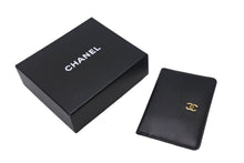 画像をギャラリービューアに読み込む, 極美品 CHANEL シャネル カードケース ココマーク ソフトカーフ 手帳カバー ゴールド金具 ブラック 6番台 中古 4c068428