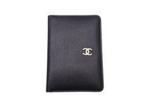 画像をギャラリービューアに読み込む, 極美品 CHANEL シャネル カードケース ココマーク ソフトカーフ 手帳カバー ゴールド金具 ブラック 6番台 中古 4c068428