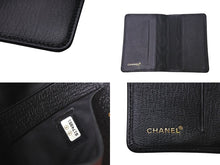画像をギャラリービューアに読み込む, 極美品 CHANEL シャネル カードケース ココマーク ソフトカーフ 手帳カバー ゴールド金具 ブラック 6番台 中古 4c068428