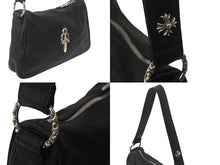 画像をギャラリービューアに読み込む, 新品未使用 CHROME HEARTS クロムハーツ チキンナゲットスモール ショルダーバッグ ダガー レザー シルバー925 ブラック 中古 4c068448