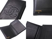 画像をギャラリービューアに読み込む, CHANEL シャネル ココマーク カードケース ブラック 3番台 キャビアスキン ロゴ 名刺入れ 美品 中古 4c068462