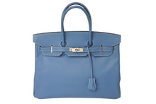 Load image into Gallery viewer, 極美品 HERMES エルメス BIRKIN バーキン35 ブルージーン シルバー金具 エプソン ハンドバッグ □L刻印 中古 4c068479