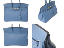 Load image into Gallery viewer, 極美品 HERMES エルメス BIRKIN バーキン35 ブルージーン シルバー金具 エプソン ハンドバッグ □L刻印 中古 4c068479