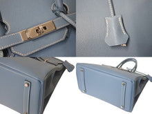 Load image into Gallery viewer, 極美品 HERMES エルメス BIRKIN バーキン35 ブルージーン シルバー金具 エプソン ハンドバッグ □L刻印 中古 4c068479
