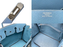 Load image into Gallery viewer, 極美品 HERMES エルメス BIRKIN バーキン35 ブルージーン シルバー金具 エプソン ハンドバッグ □L刻印 中古 4c068479