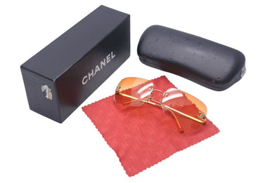 CHANEL シャネル ココマーク サングラス 4017-D c125/56 サイズ 62□17 120 オレンジ ラインストーン 美品 中古 4c068484