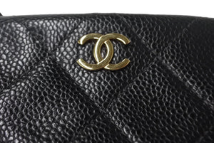 CHANEL シャネル チェーントートバッグ ミニショルダーバッグ ココマーク 5番台 キャビアスキン ブラック ゴールド金具 美品 中古 4c068495