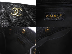 CHANEL シャネル チェーントートバッグ ミニショルダーバッグ ココマーク 5番台 キャビアスキン ブラック ゴールド金具 美品 中古 4c068495