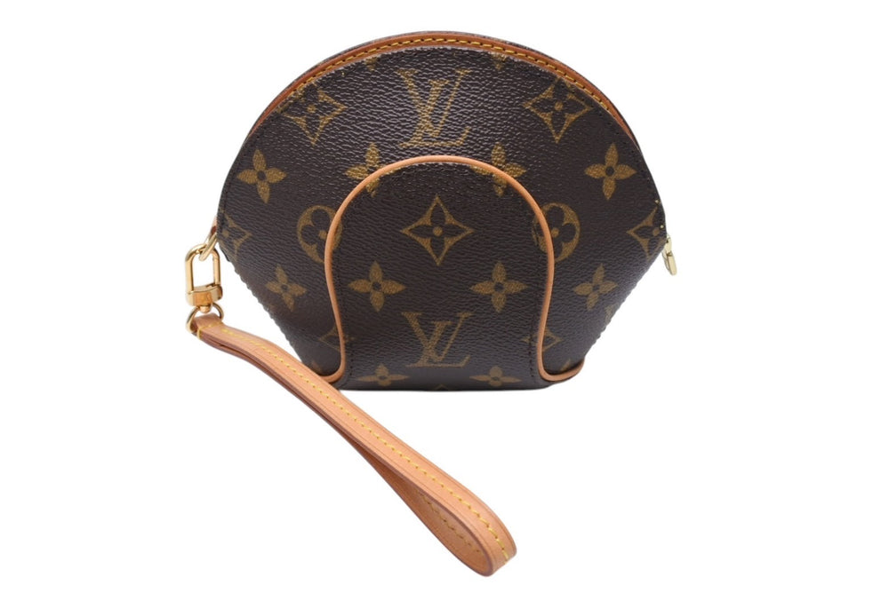 LOUIS VUITTON Monogram Mini Ellipse Pouch M51129 PVC Coated Canvas Tanned Leather Brown Good Condition Used 4c068187