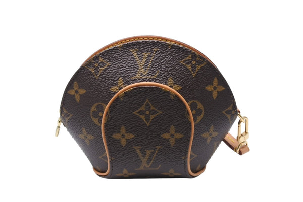 LOUIS VUITTON Monogram Mini Ellipse Pouch M51129 PVC Coated Canvas Tanned Leather Brown Good Condition Used 4c068187