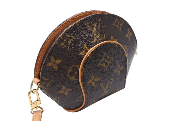 LOUIS VUITTON Monogram Mini Ellipse Pouch M51129 PVC Coated Canvas Tanned Leather Brown Good Condition Used 4c068187