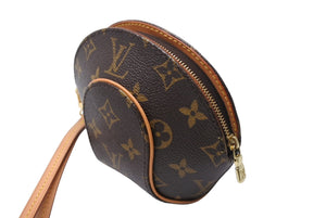 LOUIS VUITTON Monogram Mini Ellipse Pouch M51129 PVC Coated Canvas Tanned Leather Brown Good Condition Used 4c068187