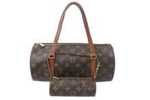 Load image into Gallery viewer, LOUIS VUITTON ルイヴィトン パピヨン30 ハンドバッグ M51365 ポーチ 筒型 モノグラム ブラウン ゴールド金具 美品 中古 4c068502