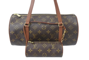 LOUIS VUITTON ルイヴィトン パピヨン30 ハンドバッグ M51365 ポーチ 筒型 モノグラム ブラウン ゴールド金具 美品 中古 4c068502