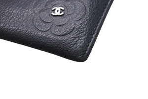 CHANEL シャネル ココマーク カメリア カードケース 財布 A46508 クルーズライン 13番台 花柄 レザー ブラック 良品 中古 4c068523