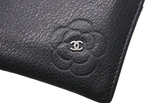 CHANEL シャネル ココマーク カメリア カードケース 財布 A46508 クルーズライン 13番台 花柄 レザー ブラック 良品 中古 4c068523