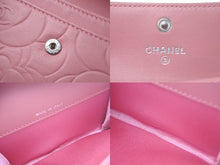 画像をギャラリービューアに読み込む, CHANEL シャネル カメリア カードケース 二つ折り財布 ラムスキン ピンク シルバー金具 A50088 14番台 美品 中古 4c068524