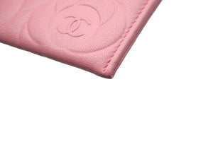 CHANEL シャネル カメリア カードケース 名刺入れ ラムスキン ピンク シルバー金具 16番台 美品 中古 4c068525