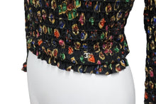 画像をギャラリービューアに読み込む, 新品同様 CHANEL シャネル ブラウス P70157V48980 サイズ34 21SS ココマーク ブラック 総柄 ポリエステル ポリウレタン 中古 4c068533