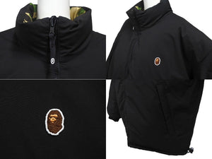 新品未使用 A Bathing Ape アベイシングエイプ ダウンジャケット リバーシブル OZXDNM144007L カーキ ベージュ ブラック サイズL 4c068541