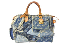 Load image into Gallery viewer, LOUIS VUITTON ルイ ヴィトン スピーディ30 ハンドバッグ M95380 モノグラムデニム パッチワーク インディゴ 美品 中古 4c068585