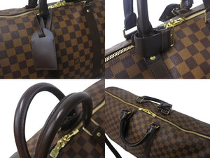 極美品 LOUIS VUITTON ルイヴィトン キーポル バンドリエール55 ボストンバッグ N41414 ダミエエベヌ ブラウン 中古 4c068586