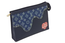 Load image into Gallery viewer, LOUIS VUITTON ルイヴィトン ポシェットヴォワヤージュ MM クラッチバッグ M45961 NIGO モノグラム ドリップデニム 美品 中古 4c068613