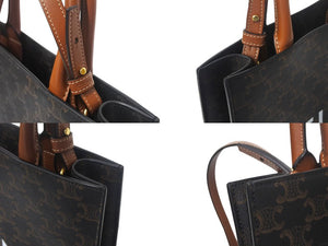 極美品 CELINE セリーヌ スモール バーティカル カバ 2WAY トートバッグ トリオンフ キャンバス 191542BZK.04LU ブラウン 中古 4c068619