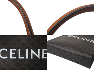 極美品 CELINE セリーヌ スモール バーティカル カバ 2WAY トートバッグ トリオンフ キャンバス 191542BZK.04LU ブラウン 中古 4c068619