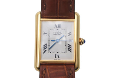 CARTIER カルティエ 時計 マストタンクXL W1013754 ヴェルメイユ レザーベルト QZ 白文字盤 美品 中古 4c068630