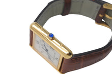 Load image into Gallery viewer, CARTIER カルティエ 時計 マストタンクXL W1013754 ヴェルメイユ レザーベルト QZ 白文字盤 美品 中古 4c068630