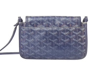 Load image into Gallery viewer, GOYARD ゴヤール プリュメ ショルダーバッグ ミニバッグ ADM020192 レザー PVC ネイビー シルバー金具 美品 中古 4c068638