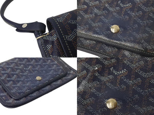 GOYARD ゴヤール プリュメ ショルダーバッグ ミニバッグ ADM020192 レザー PVC ネイビー シルバー金具 美品 中古 4c068638