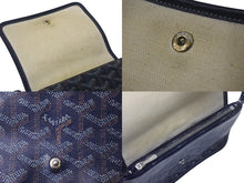 Load image into Gallery viewer, GOYARD ゴヤール プリュメ ショルダーバッグ ミニバッグ ADM020192 レザー PVC ネイビー シルバー金具 美品 中古 4c068638