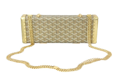 Goyard ゴヤール サントノレ トランクバッグ バゲットクラッチ ヘリンボーン柄 PVC レザー ゴールド金具 美品 中古 4c068639