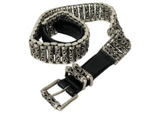 画像をギャラリービューアに読み込む, CHROME HEARTS クロムハーツ ローラーリンクベルト サイズ34 ケルティック 重量1318g .925刻印 ブラック レザー シルバー925 美品 中古 4c068641