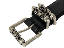 画像をギャラリービューアに読み込む, CHROME HEARTS クロムハーツ ローラーリンクベルト サイズ34 ケルティック 重量1318g .925刻印 ブラック レザー シルバー925 美品 中古 4c068641