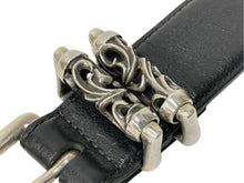 画像をギャラリービューアに読み込む, CHROME HEARTS クロムハーツ ローラーリンクベルト サイズ34 ケルティック 重量1318g .925刻印 ブラック レザー シルバー925 美品 中古 4c068641