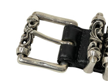 画像をギャラリービューアに読み込む, CHROME HEARTS クロムハーツ ローラーリンクベルト サイズ34 ケルティック 重量1318g .925刻印 ブラック レザー シルバー925 美品 中古 4c068641